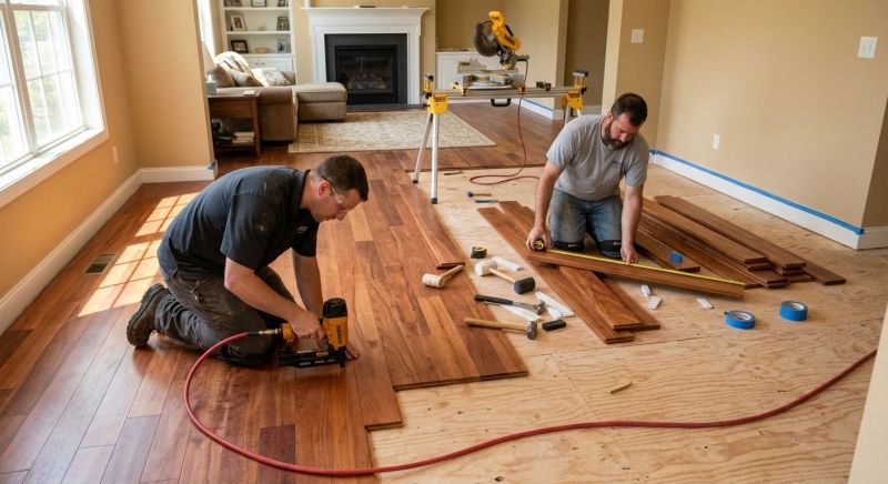 Cherry Floor Installation in Biddeford, ME