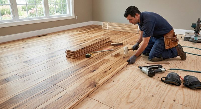 Hickory Floor Installation in Scarborough, ME