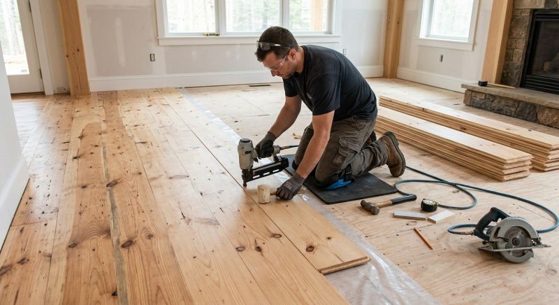 Pine Floor Installation in Scarborough, ME